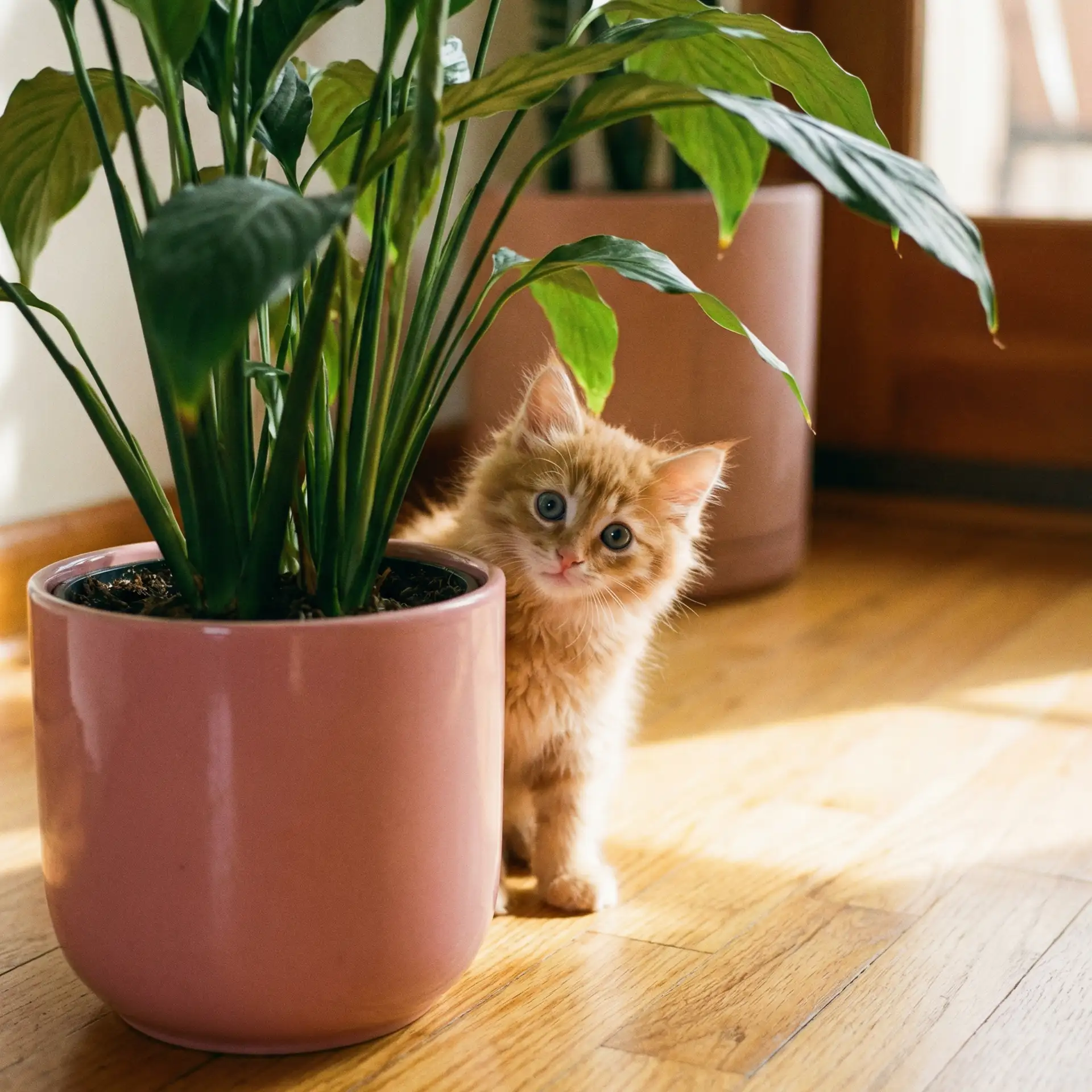 小猫从花盆后探头 - 僵尸世界大战电影